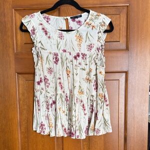 Floral Ruffle Sleeve Blouse American Eagle